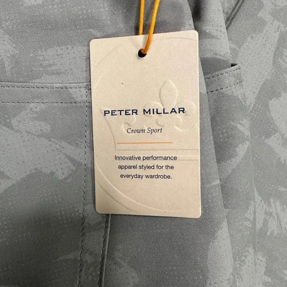 Peter Millar Crown Sport Pants Mens 38x32 Grey Camo Performance Stretch Golf NWT